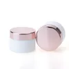 Bouteille de crème de pots cosmétiques en porcelaine blanche 30g 50g avec couvercle en or rose et doublure en PP blanc