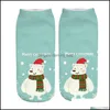 Другое домашнее текстиль Рождественский напечатанные носки Санта -Клаус Рождественская елка снеговик Dhaer