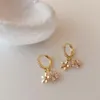 Hoop & Huggie Micro Pave Zirconia Flower Earrings For Women Korean Style Delicate Jewelry WholesaleHoop