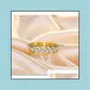 Band Rings Jewelry Women Diamond Row Ring Finger Gold Open Adjustable Cluster Tail Engagement Wedding Fashion Drop Delivery 2021 J67Nl