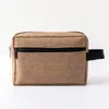 100pcs Toiletry Kits Men Polyester Plain Double Zipper Square Wash Bag With Handle