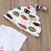 Ensembles de vêtements 0-18M été infantile enfants bébé garçon filles tenues en coton vêtements lettre barboteuse hauts + pantalons longs + chapeau