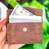 Portafogli Smart Wallet Mini Porta biglietti da visita Vera pelle di mucca Fatti a mano Uomini automatici Regalo Red-Tan-CoffeeWallets