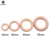 Let's Make Beech Wood 50pc Wooden Ring 40/55/60/70mm Wooden Teether DIY Bracelet Crafts Gift Teething Accessory Baby Teether 220507