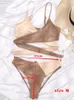 Ingaga Cross Wrap Bikini Patchwork Szybźba żebrowana żebru stroju kąpielowego Węzeł kąpielowy z tyłu odzieży plażowej Ruched Butt Biquinis Kąpienia 220621