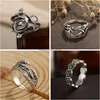 Band Rings Sier Vintage Goth Punk Set per uomini Ragazze Donne Cool Gothic Ring Pack Trendy Stackable Boho Chunky Knuckle Emo Fl Finger Ad amHfx