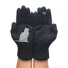 Cinq doigts gants mignon dessin animé impression chat et oiseau motif épais hiver protection des mains pour fille cadeau 7683908