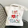 Alışveriş Çantaları Öğretmen Malzemeleri Gökkuşağı Yaşam Kadın Çantası Tote Komik Çanta Omuz Hediye Lady Tuval