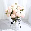 Fiori decorativi ghirlande teste rosa Hydrancea artificiale peonia bouquet fiore finto per decorazioni per matrimoni a casa decodecorativ