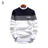 2XL 남자 가을 패션 캐주얼 스트립 컬러 블록 스웨터 점퍼 스웨터 드레스 업 l220730