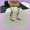 Femmes Mode Boucles D'oreilles Diamants Boucle D'oreille Designer Bijoux Femmes S Lettres Oreille Goujons Dames Pour Les Amoureux De Mariage De Fête Cadeaux D225201F