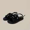 Sandals Women 2022 Black Fashion Ladies Flat Leather Casual Roman Shoes Summer Woman Open Toe Beach