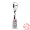 New Popular 100% 925 Sterling Silver Charm Red Enamel Sparkling Wine Bottle Charm for Pandora Bracelets Birthday Gifts Fashion Ladies Accessories