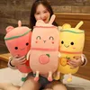 Dolls Cm Cute Cartoon Fruit Bubble Tea Cup Shaped Pillow With Strawberry Orange Watermelon Filled Soft Back Cushion kids Gifts J220704