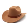 Kowbojowy kapelusz w stylu zachodnim 2022 jesienna zima szerokość poczuła Jazz Hats Panama Cowgirl Church Caps Sombrero Hombre