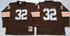 Manica lunga Throwback Football 75th Anniversary 19 Bernie Kosar Jersey 1964 1986 Vintage 32 Jim Brown Mitchell e Ness Team Marrone Colore Bianco Cucito Retro ncaa