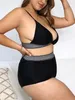 Plus w rozmiarze 4xl bikini kobiety seksowny strój kąpielowy duży rozmiar push w górę stroju kąpielowego głębokie kąple do kąpieli 2 -częściowy zestaw beahwear