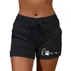 Pantalones cortos de verano para mujer Love Cat Claw estampado elástico de cintura alta Casual Sport Fitness Running pantalones de chándal femeninos de gran tamaño S 5XL 220622