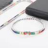 Simple hip-hop Necklace jewelry 4mm color tennis chain copper inlaid color square zircon hipster bracelet249n