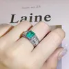 Cluster Rings Big Bling Green Stone Silver For Women Wedding Engagement Fashion Jewelry 2022 Trendcluster Rita22