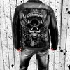 2022 Denim Veste Hommes Rétro Noir Crânes Broderie Designer Ripped Jeans Manteaux Streetwear Hip Hop Chaqueta Hommes Denim Veste Y220803