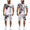 T-shirt pour hommes imprimés en 3D Ensembles de mode à manches courtes Lion Survêtement / Hauts / Shorts O-Cou Loisirs Été Cool Costume de plage pour hommes 220726