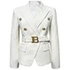 デザイナーの女性スーツブレザーS-5XL春と秋のファッション高品質の小さなスーツボタンショート黒い白いジャケットfhle