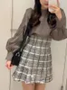 Skirts Spring Summer Women Temperament High Wiast Mini Skirt Japan Style Office Lady Elegant Retro Plaid Short BottomsSkirts