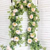 Couronnes De Fleurs Décoratives 1.8M Soie Artificielle Rose Plantes Guirlande Faux Eucalyptus Pivoine Vignes Suspendues Pour Mariage Maison Table Fête Garde