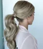 onda corporal clipe de rabo de cavalo de cabelo humano cinza em cabelos prateados ombre marrom rabo updo mulheres afro extensão de cabelo grisalho