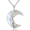 7 Chakras Tree of Life Necklace Wire Wrap Crescent Moon Crystal Pendants Chip Quartz Natural Stone Harts Rostfritt stål