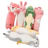 Dessin animé longs animaux en peluche jouet Squishy ami endormi trucs chat lapin cochon dinosaure licorne poupée cadeau de noël 7090120cm 220707