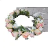 Artificielle Rose Fleur Couronne Filles Bandeau De Mariage Accessoires De Cheveux Coiffure Femmes Guirlande Florale De Mariée Fleur Chapeaux