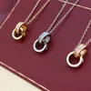 designer necklaces for women fashion chain dual ring luxury jewellery zircon diamond stainless steel silver rose gold chains designer jewelry pendant necklac