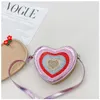 Children's Sprzęgła Torba Cute Heart Girls Torebte and Torebki Błyszczące Dzieci Małe Monety Wouch Baby Crossbody Torby