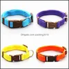 Pet Dog Collar Classic Solid Basic Polyester Nylon Med Snabb Snap Spänne Valfri PL Rope 7 Färger Drop Leverans 2021 Collar Leashes Su