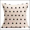 Halloween Jul Svart Vit Kuddväska Geometri Kudde Erar Bomull Linne Pillow ER för bäddsoffa Nordic Throw Case Drop Leverans 2021 Bed