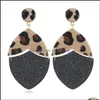 Dangle Chandelier Earrings Jewelry Classic Glitter Leather Oval Drop Statement For Women Gold Tone Leopard Cheetah Geometric Delivery 2021