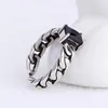 Cluster Rings Vintage Tricolor 925 Sterling Silver Zirconia Opening Twisted Chain Models Black Auger Thai Ring for Women S-R60Cluster