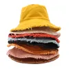 Solidny kolor szerokie czapki Brim Hats Raw Edge Busket Hat Outdoor Sun Hat Męskie i damskie wakacje Casual Cap