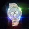Missfox Luxury Diamond Man Watch Hiphop Gold and Sier Stainls Steel Wristwatch Men Fashion Blingbling Men Quart Watchqy1u