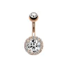 CZ Belly Button Ring Kirurgisk Stål Navel Barbell med Zircon Body Piercing Jewels for Women Teen Girls