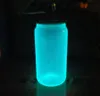 US Warehouse 16oz Sublimazione Tazze di vetro incandescente Fluorescenza Bottiglia d'acqua con coperchio in bambù Cannuccia Cola Can Soda Cup Tazze da caffè B6