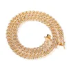 9mm Micro Pave Cuban Chain Necklace Hip Hop Full Iced Out Rhinestones Jewelry for Men Women