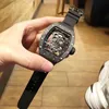 Luxury Mens Mechanical Watch Richa Milles Business Leisure Rm052 Automatic Black Carbon Fiber Tape Fashion Swiss Movement Wristwatches