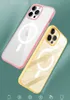 جراب Magsoge لهاتف iPhone بحواف شفافة وألوان شفافة من الأكريليك ومغناطيسي مقاوم للصدمات لهاتف iPhone 14 13 12 Mini 11 Pro Max XR XS X 8 7 Plus شاحن ماجسيف