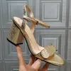 Designer sandali nuove donne classiche tacchi alta femmina New Fashion Metal Fibbia Fantasca con la Scialletta con Box 35-41