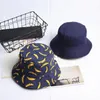 Bérets banane fruits imprimé coton seau chapeau pêcheur voyage en plein air casquette de soleil chapeaux pour hommes et femmes 269