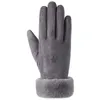 5本の指の手袋女性冬の暖かいフェイクスエードアウトドアサイクリングとベルベットタッチもっと素敵なluva inverno femme