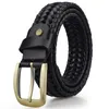 Ceintures en cuir véritable tressé ceinture homme mode hommes luxe ceinture mâle qualité fendu couche peau de vache pour jean marron